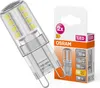 A product shot of an OSRAM LED bulb and its packaging. Voir les images du produit