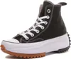 A black Converse Run Star Hike sneaker with a white platform sole and a brown rubber sole. Náhled obrázku produktu