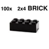 100 schwarze LEGO Steine 2x4 und ein Steinetrenner in Produktbild-Vorschau 1