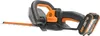 A cordless hedge trimmer with a battery pack attached, shown against a white background. Produktbild-Vorschau