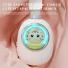 A close-up shot of a white, egg-shaped product with a cartoon cat inside, set against a pink fabric background. Voir les images du produit