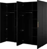 Kleiderschrank, Drehtürenschrank Schwarz mit Ablageflächen und Kleiderstangen Breite 200 cm Produktbild-Vorschau