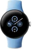 A Google Pixel Watch 2 with a light blue band is shown against a white background. Produktbild-Vorschau
