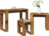 Three wooden side tables of varying heights arranged on a white background. Náhled obrázku produktu