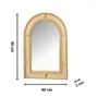 A mirror with a rattan frame, with dimensions indicated by measurement lines and text. Podgląd zdjęcia produktu