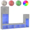vidaXL 4-tlg. Wohnwand mit LED-Beleuchtung Betongrau Produktbild-Vorschau 1