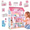 Maison de poupées en bois MDF + meuble 70cm rose LED Voir les images du produit 22