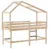 Hochbett mit Leiter und Dach 80x200 cm Massivholz Kiefer Produktbild-Vorschau 8