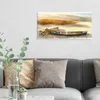 DEQORI Hybrid Leinwand Bild 60x30 cm 'Holzboote im Produktbild-Vorschau 3