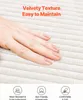 A hand touching a textured fabric surface, with marketing text and icons at the bottom. Náhled obrázku produktu