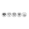 A row of icons indicating compatibility with different stovetops and dishwashers. Podgląd zdjęcia produktu
