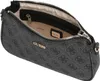 A close-up, open view of a gray Guess handbag with a repeating logo pattern. Anteprima dell’immagine prodotto
