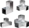 Four different types of galvanized metal corner connectors for posts are shown against a white background. Produktbild-Vorschau