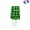 A green electrical terminal block with multiple screw terminals, shown in isolation against a white background with a reflection. Produktbild-Vorschau