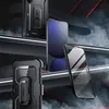 Three phone cases and two phones are displayed on shelves with smoke effects. Produktbild-Vorschau