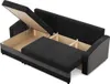 A sectional sofa with storage compartments and a pull-out bed feature. Produktbild-Vorschau