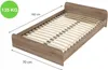 A wooden bed frame with a slatted base, shown from a diagonal angle. Produktbild-Vorschau
