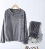 ASKSA Herren Pyjama Lang Schlafanzug Set Winter Fleece Produktbild-Vorschau 2