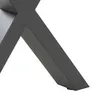 Close-up of a dark gray metal table leg with an X-shaped design, on a white background. Podgląd zdjęcia produktu