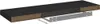 A black floating shelf with its mounting bracket displayed separately underneath it. Podgląd zdjęcia produktu
