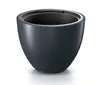 A dark gray, round planter pot with a metallic rim is shown against a white background. Produktbild-Vorschau