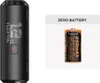 A product image showing a portable air pump and a battery. The pump is black with white text and a small screen. The battery is orange with black and white text. Podgląd zdjęcia produktu