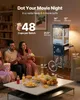 A family enjoying popcorn while watching a movie, with a popcorn machine displayed with dimensions. Náhľad obrázku produktu
