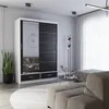 Šatní skříň s posuvnými dveřmi 150 cm bílá/černá matná se Náhled obrázku produktu 1