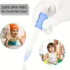 A collage showing a baby crawling, a child painting, and a hand holding a dropper with a drop falling from it. There is also text indicating "100% BPA FREE No Smell No Glue." Produktbild-Vorschau