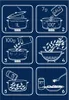 A series of six illustrated steps showing how to cook pasta. Podgląd zdjęcia produktu