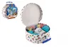 An open craft set in a round case, showing paints, a mug, and brushes. Produktbild-Vorschau