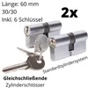 2er 60mm 30-30 Zylinderschloss Einbauschloss Produktbild-Vorschau 8