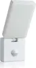 A white LED outdoor light with a motion sensor, shown against a white background. Produktbild-Vorschau