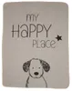A dog blanket with text and a dog illustration. Podgląd zdjęcia produktu