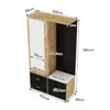 A 3D rendering of a wardrobe set with dimensions indicated. Produktbild-Vorschau
