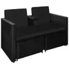3-tlg. Garten-Lounge-Set mit Auflagen Poly Rattan Schwarz Produktbild-Vorschau 6