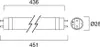 Technical drawing of a fluorescent tube light with dimensions and specifications. Produktbild-Vorschau