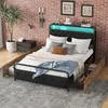 Flachbett(Schwarz,140*200cm)Eisenrahmenbett,Nachttischlampe, Produktbild-Vorschau 8