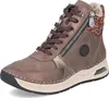 A single brown high-top sneaker with leopard print accents and a zipper closure, shown against a white background. Produktbild-Vorschau