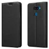 A black flip phone case is shown from two angles, one closed and one open to reveal the phone slot and camera cutout. Produktbild-Vorschau