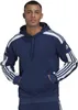 A man wearing a blue Adidas sweatshirt with white stripes on the sleeves and shoulders. Náhľad obrázku produktu