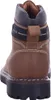 The back view of a brown leather boot with a black sole and gray collar. Anteprima dell’immagine prodotto