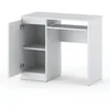 A white computer desk with a cabinet and a pull-out keyboard tray. Produktbild-Vorschau