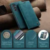 A teal flip phone case is shown with several close-up marketing images at the bottom. Produktbild-Vorschau