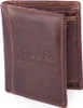 A brown leather wallet is shown in a studio setting against a white background. Podgląd zdjęcia produktu