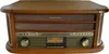 A vintage-style stereo system with a wooden casing. Produktbild-Vorschau
