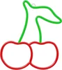 A neon LED decoration shaped like cherries. Produktbild-Vorschau