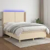 vidaXL Boxspringbett mit Matratze & LED Creme 140x200 cm Produktbild-Vorschau 2