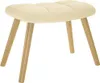 A cream-colored fabric ottoman with wooden legs is shown against a white background. Náhľad obrázku produktu