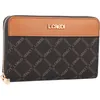 A brown L.CREDI wallet with a repeating logo pattern and a tan top section. Anteprima dell’immagine prodotto